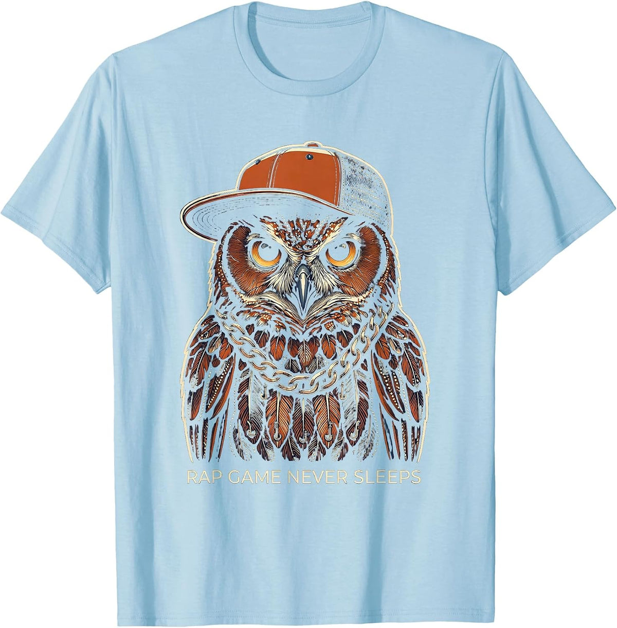 Men's Rap Game Never Sleeps Hip Hop Graphic Design T-Shirt - Baby Blue