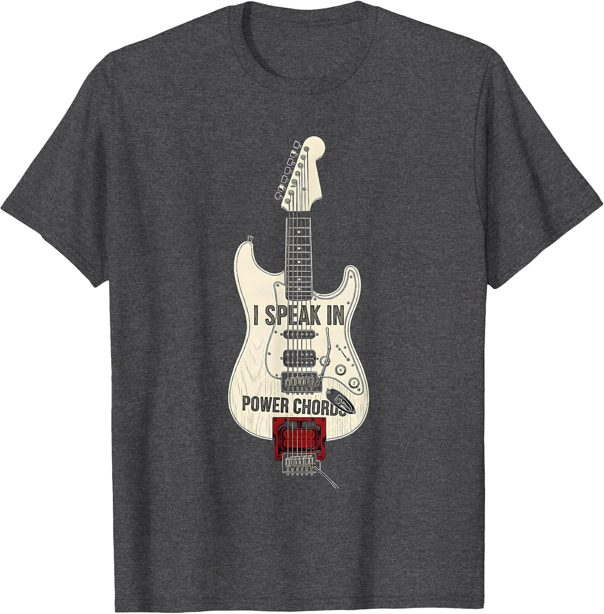 I Speak In Power Chords Metal Band Design T-Shirt - Dark Heather Grey