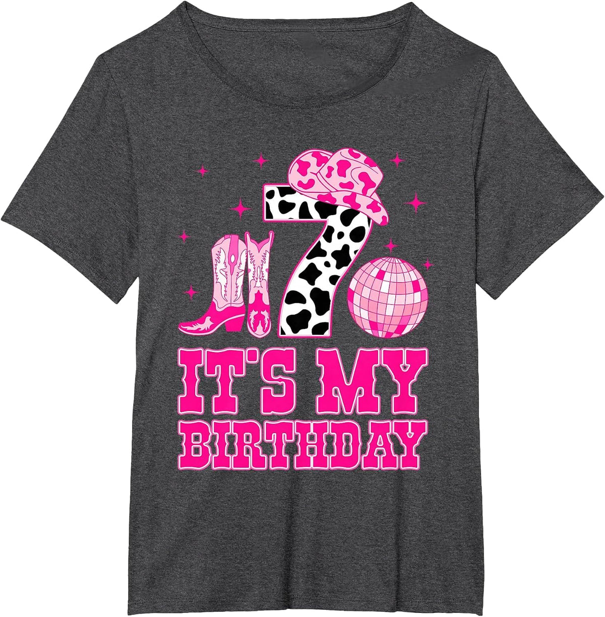 It's My 7th Birthday Cowgirl 7 Years Old Western Kids Girls T-Shirt - Dark Heather Grey