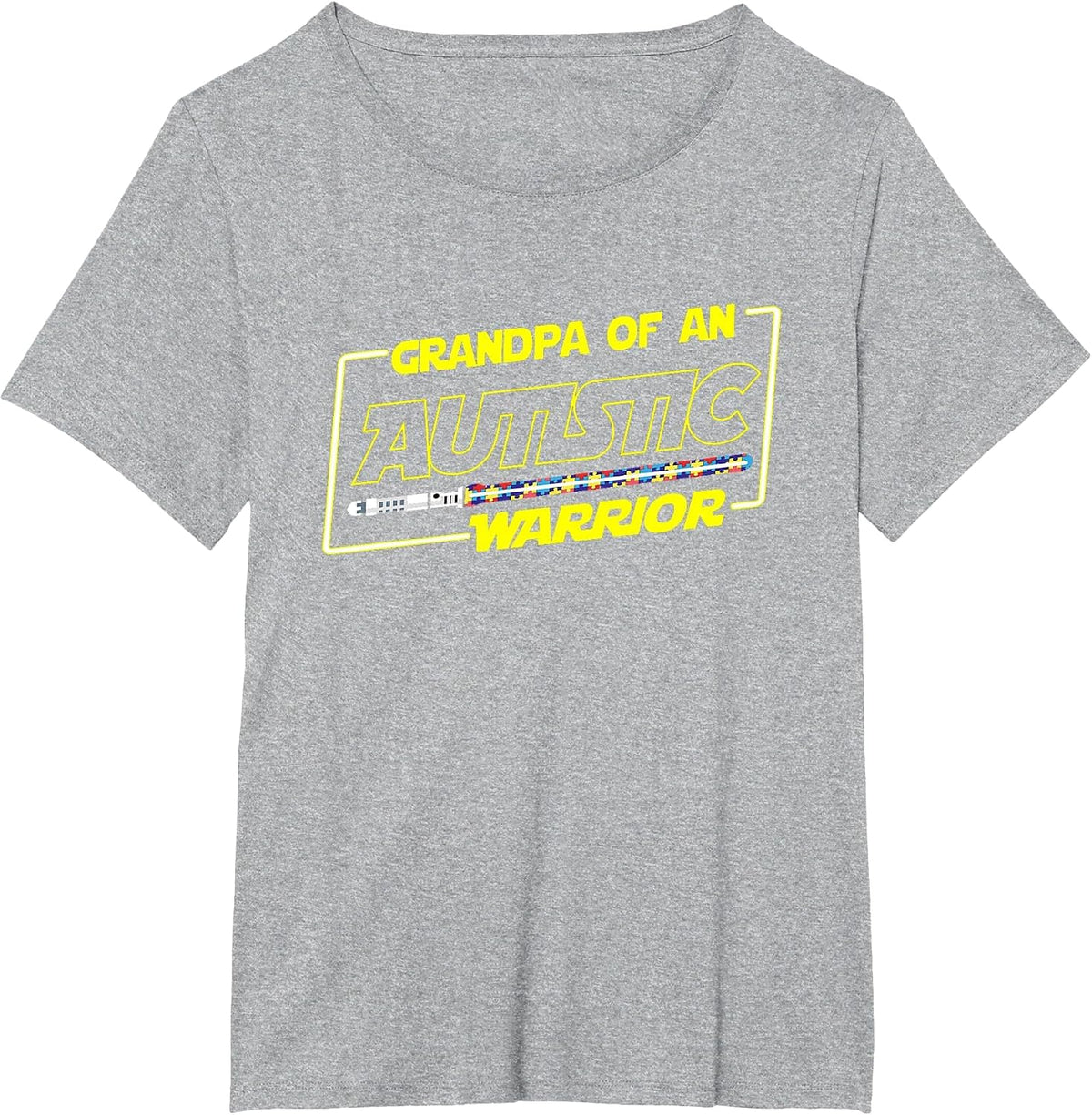 Autistic Autism Awareness Warrior Grandpa T Shirt Men Papa T-Shirt - Heather Grey