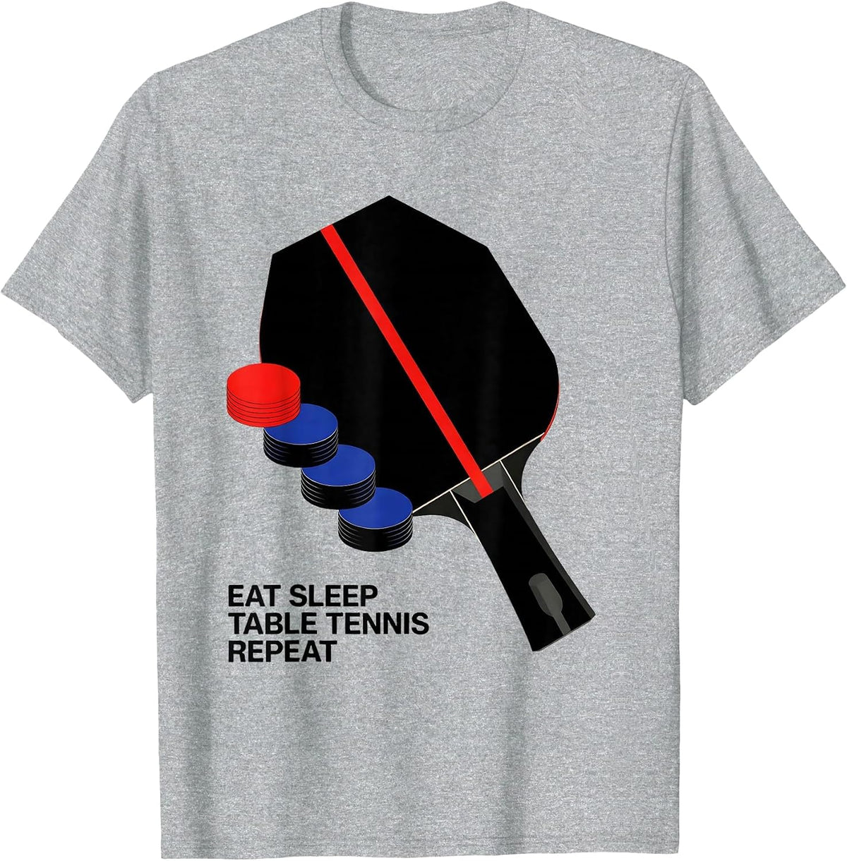 Men's EAT SLEEP TABLE TENNIS REPEAT Funny Table Tennis Player T-Shirt - Heather Grey