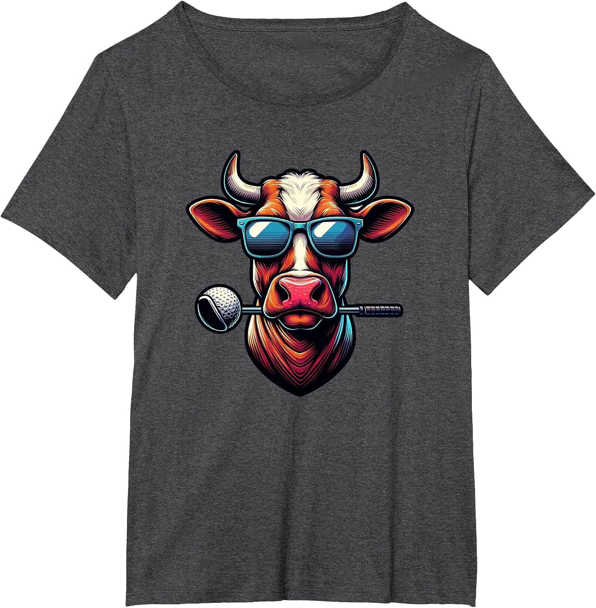 Cow Enthusiasts Golf Adventure Design T-Shirt - Dark Heather Grey