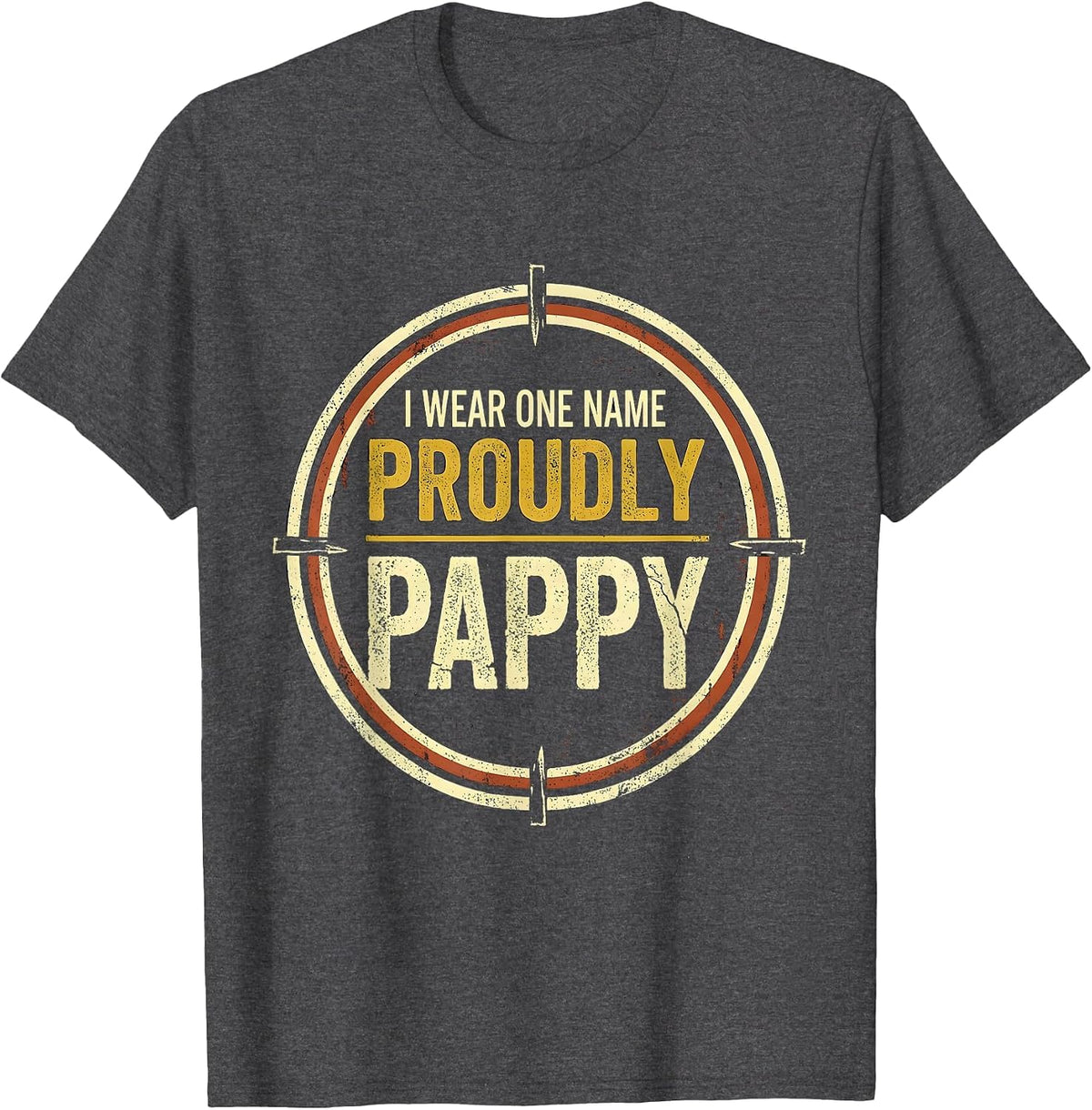 I Wear One Name Proudly: Pappy Distressed Grandpa Gift T-Shirt - Dark Heather Grey