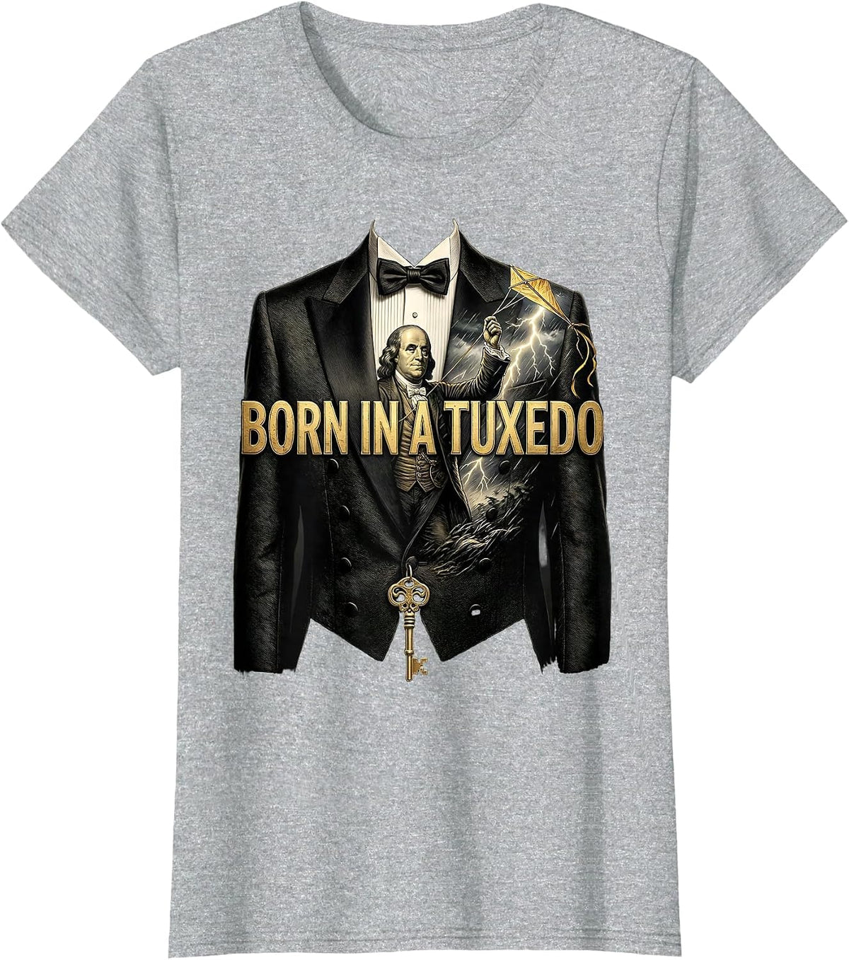 Born in a Tuxedo Classy Formal Style Design T-Shirt - Heather Grey