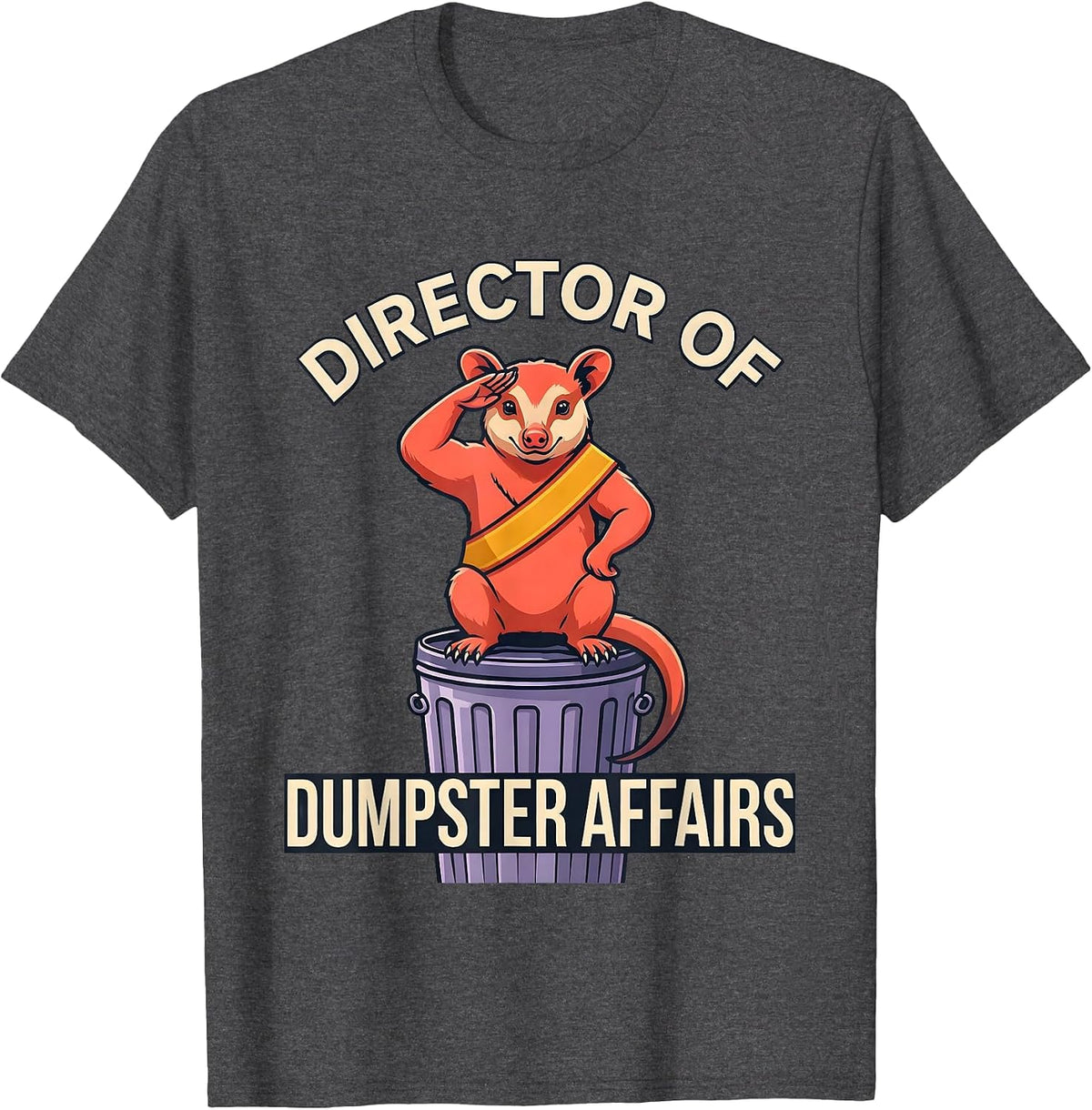 Director Of Dumpster Affairs Funny Opossum Meme Humor T-Shirt - Dark Heather Grey