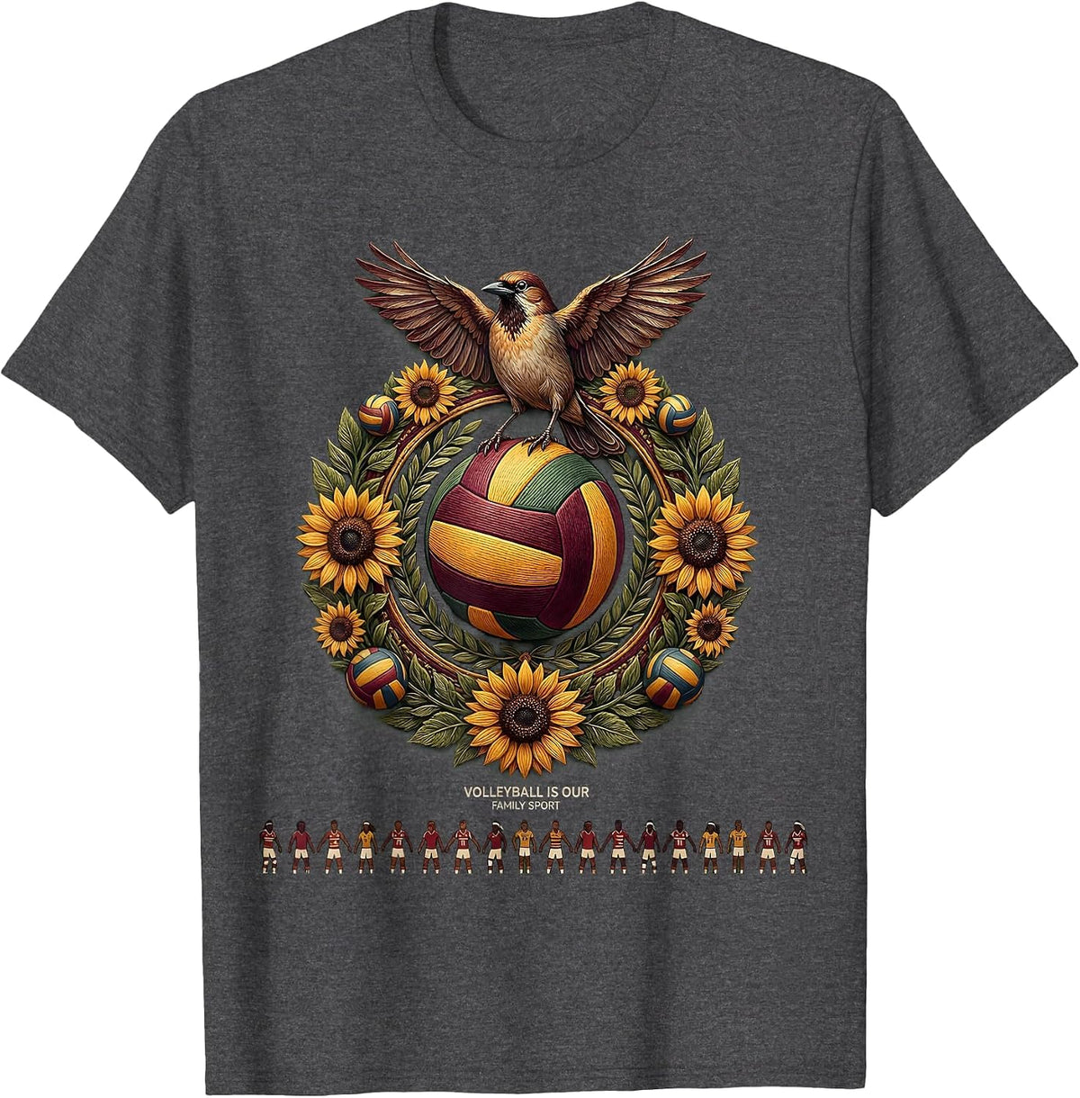 Volleyball Is Our Family Sport Volleyball Mom T-Shirt - Dark Heather Grey