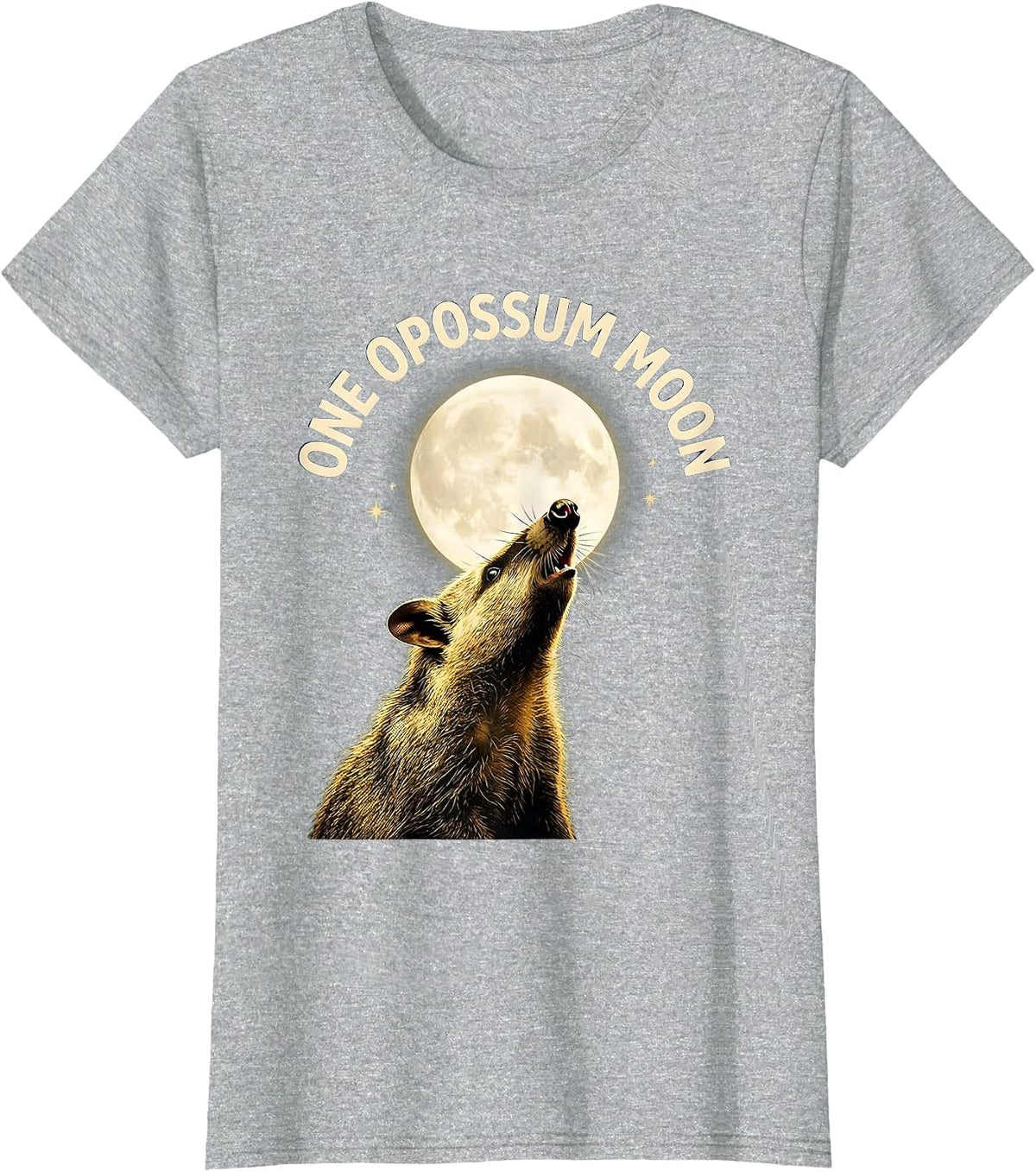Women's One Opossum Moon Funny Opossum Lover Pet Owner Gift T-Shirt - Heather Grey