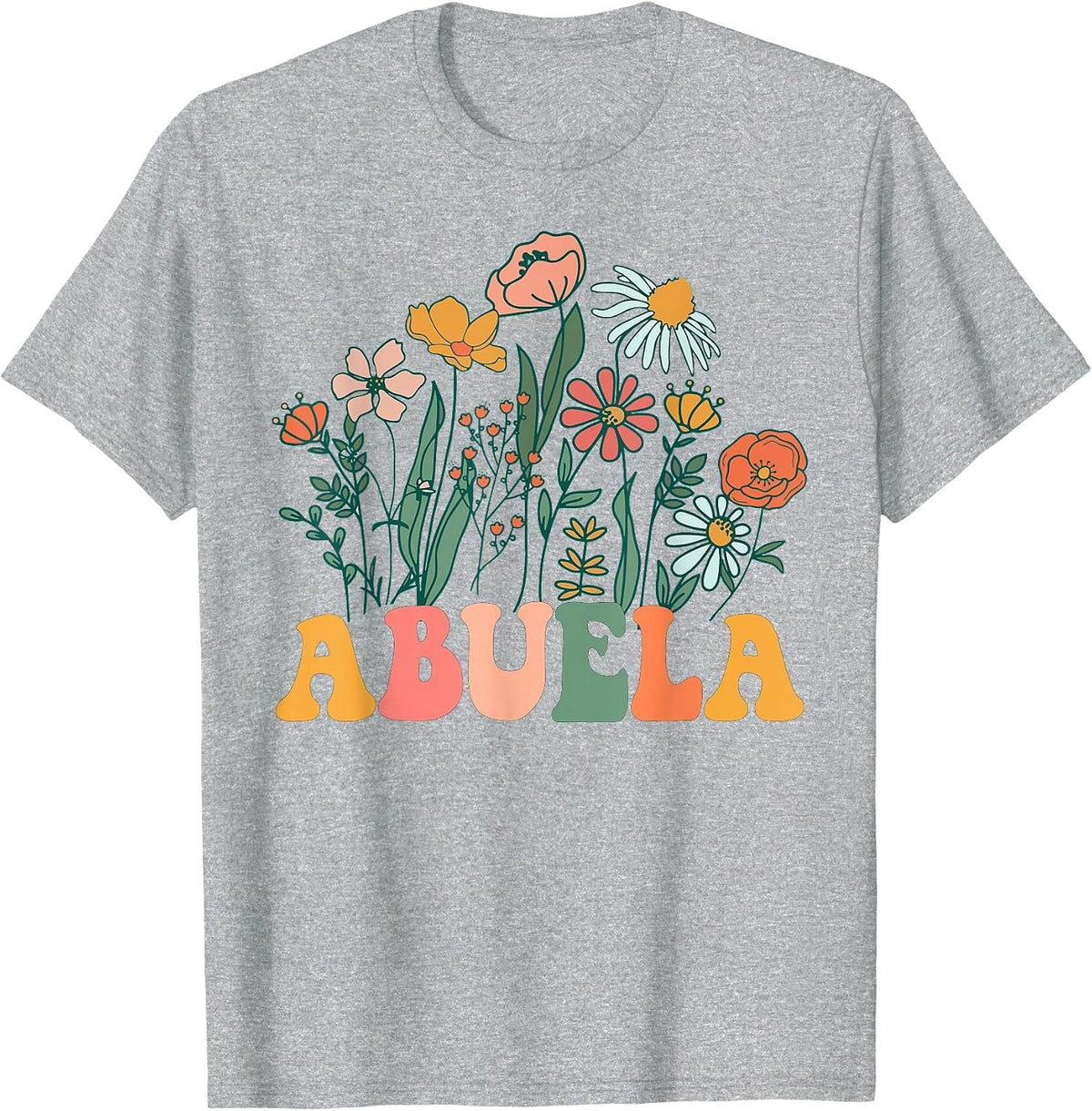 New Abuela Wildflower First Birthday & Baby Shower T-Shirt - Heather Grey