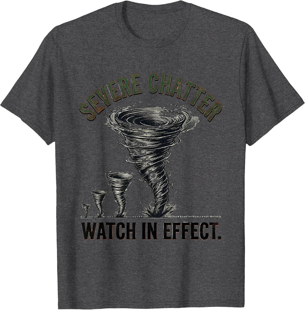 Men's Severe Chatter Watch In Effect Vintage Storm Chaser Tornado T-Shirt - Dark Heather Grey