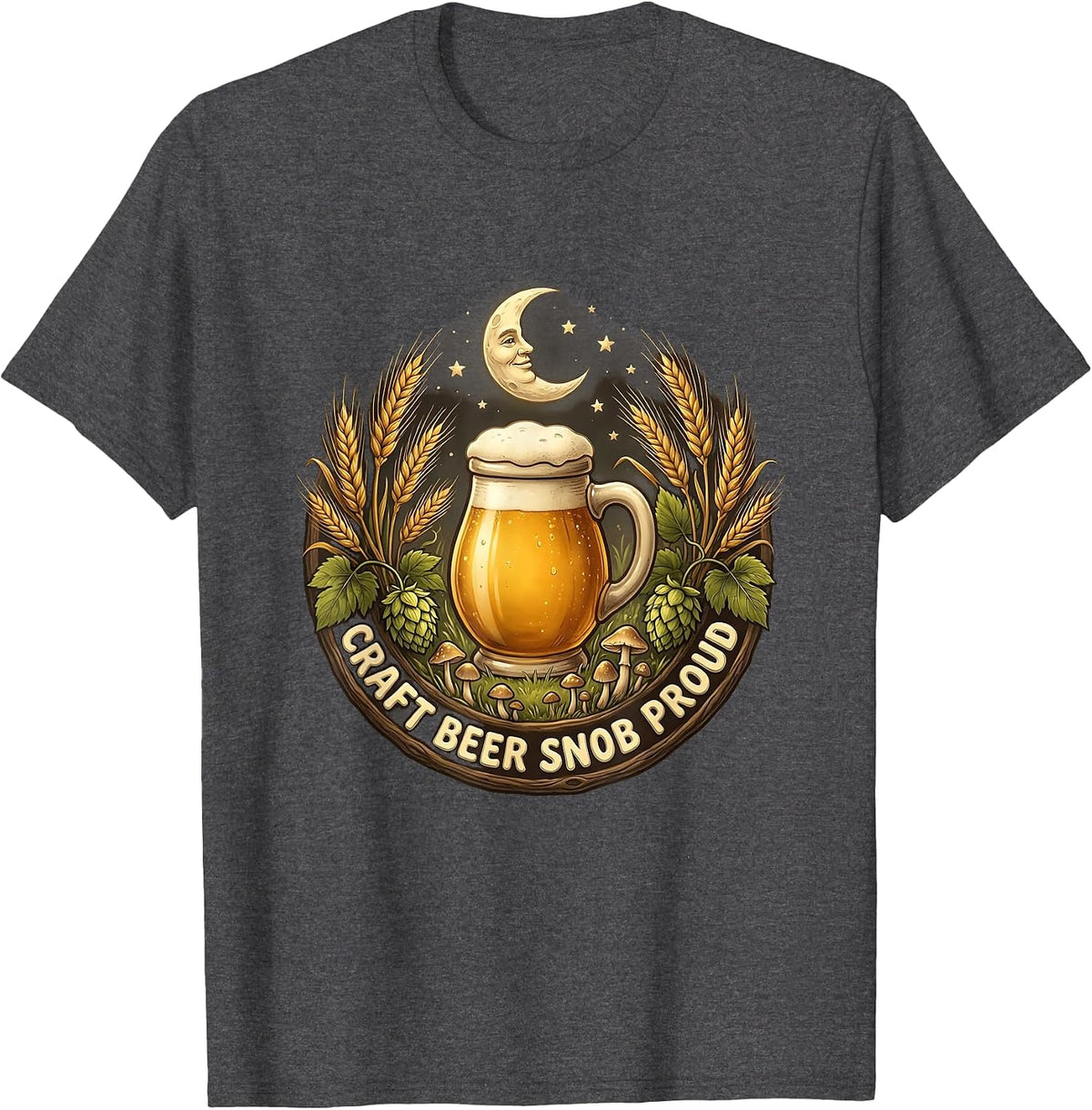 Craft Beer Snob Proud Brew Lover Design T-Shirt - Dark Heather Grey