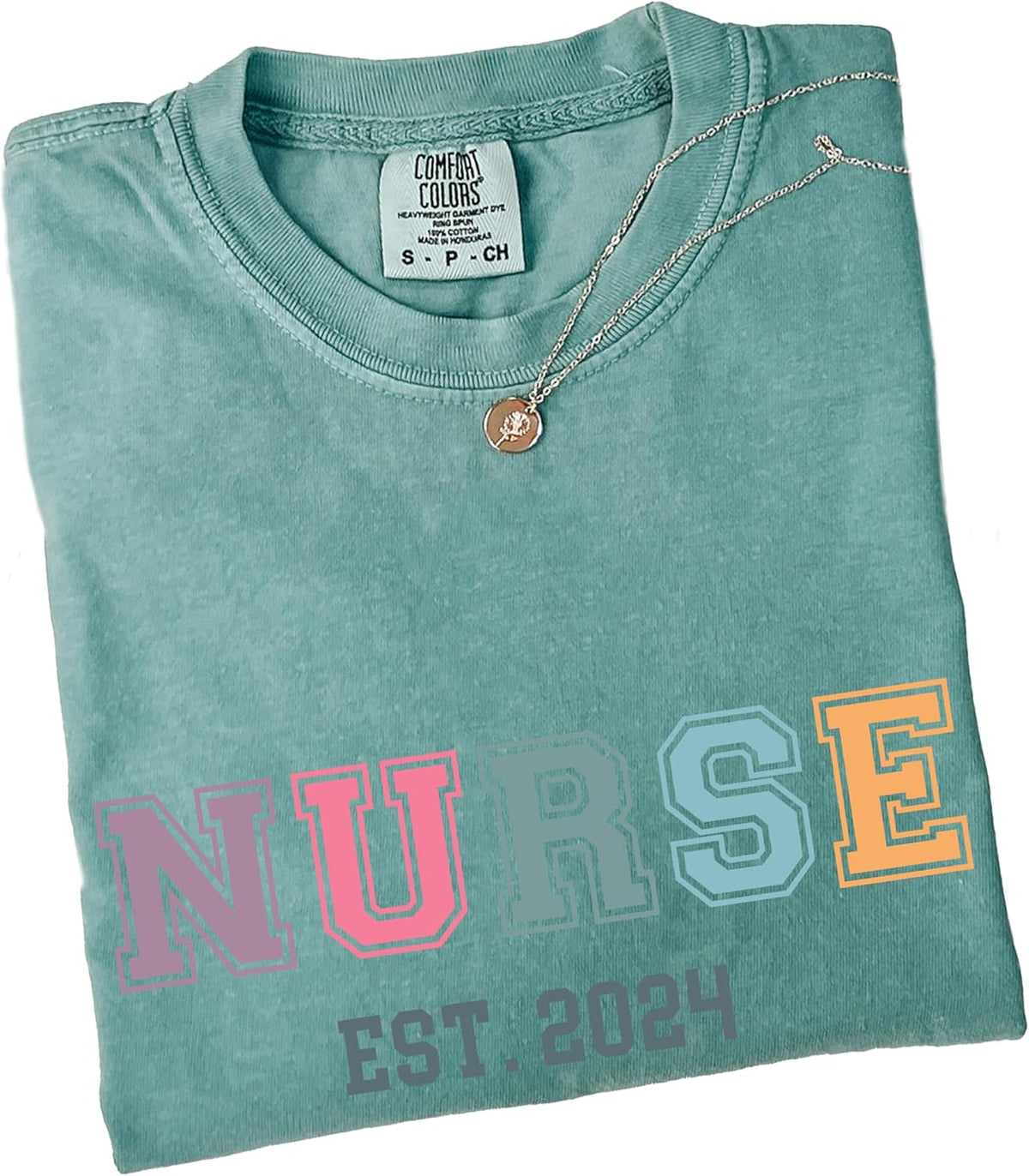 Custom Registered Nurse Comfort Colors® T-Shirt, Personalized Name Nurse Shirt - Multicolor