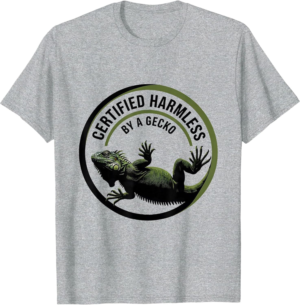 Men's Certified Harmless By a Gecko Funny Reptile Lover Gecko T-Shirt - Heather Grey