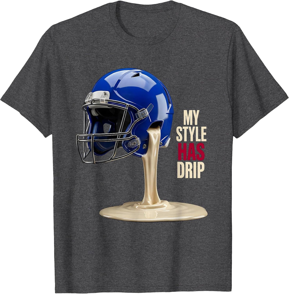 My Style Has Drip 3D Football Helmet Youth Sports Ice Cream T-Shirt - Dark Heather Grey