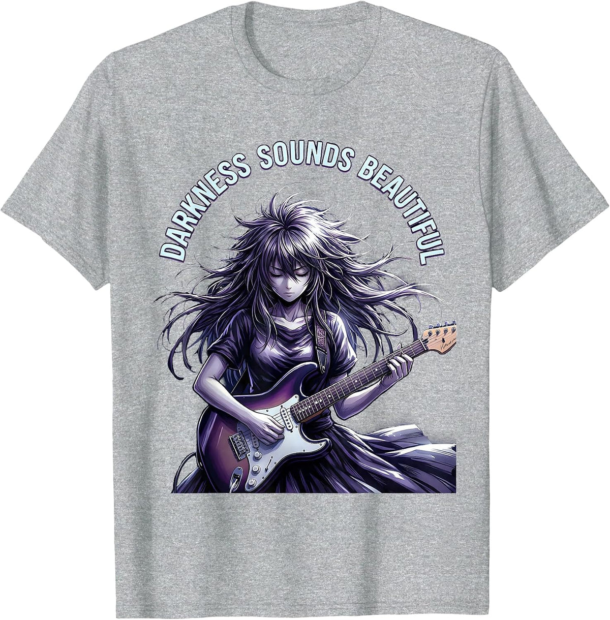Men's Darkness Sounds Beautiful Metal Band Design T-Shirt - Heather Grey