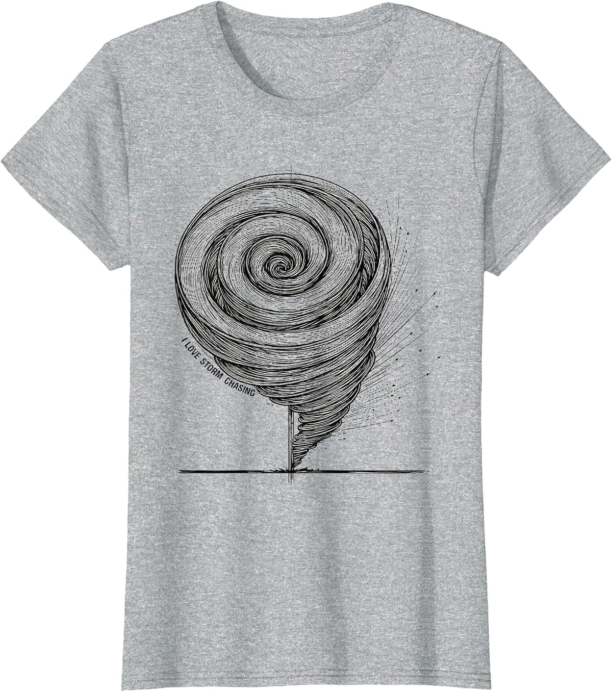 Women's I Love Storm Chasing Line Art Tornado Chaser Meteorology T-Shirt - Heather Grey