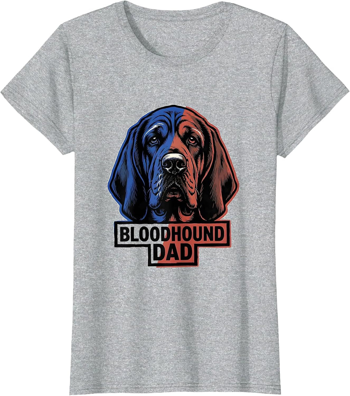 Women's Bloodhound Dad Patriotic Dog Breed Dad Pride 4th Of July T-Shirt - Heather Grey