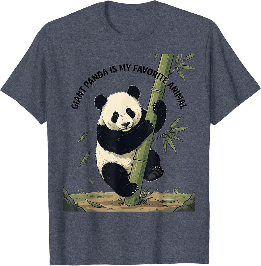 Giant Panda Is My Favorite Animal Funny Animal Lover Cute T-Shirt - Heather Blue
