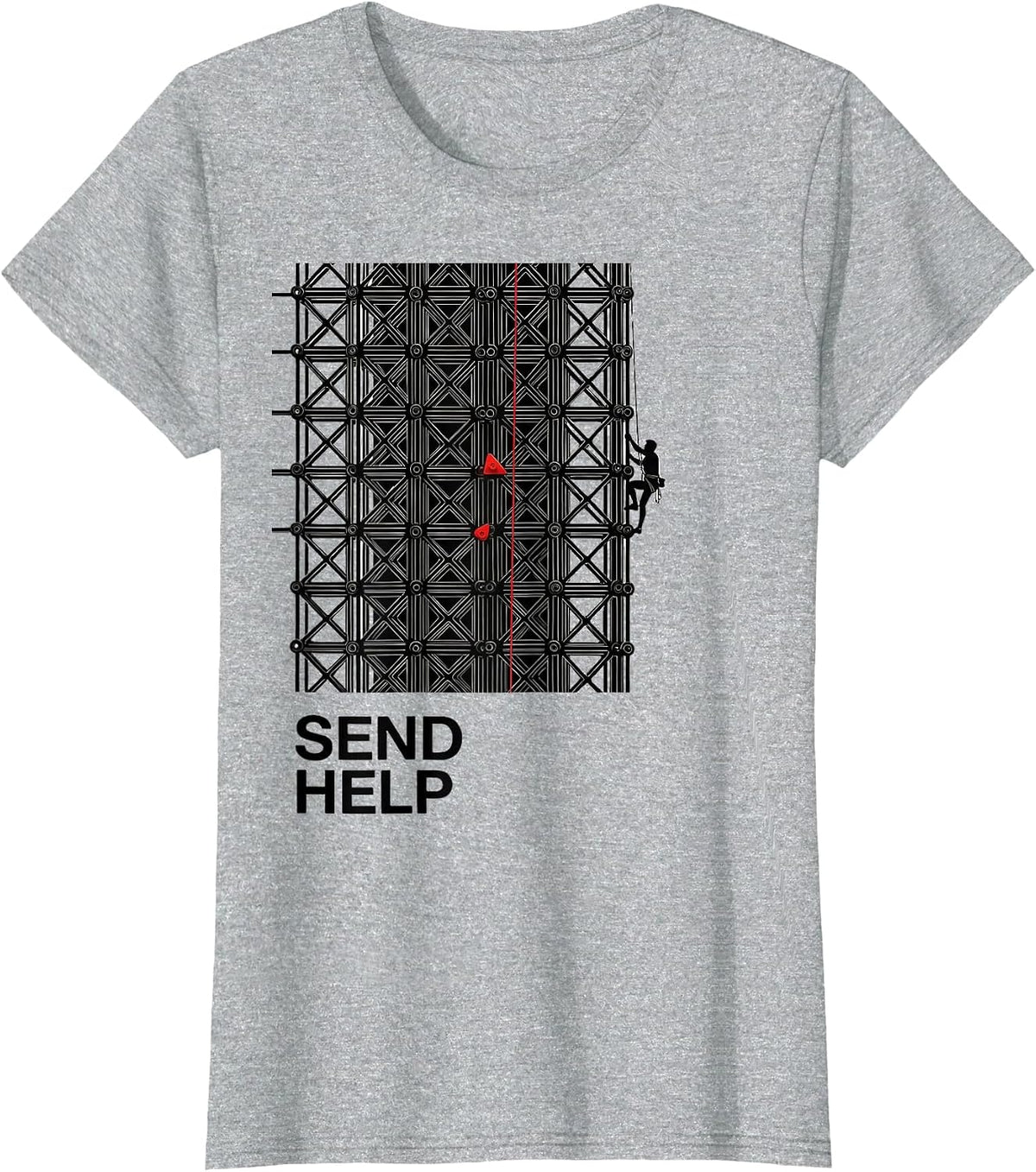Climbing Wall Lattice Funny Rock Climber Bouldering Humor T-Shirt - Heather Grey