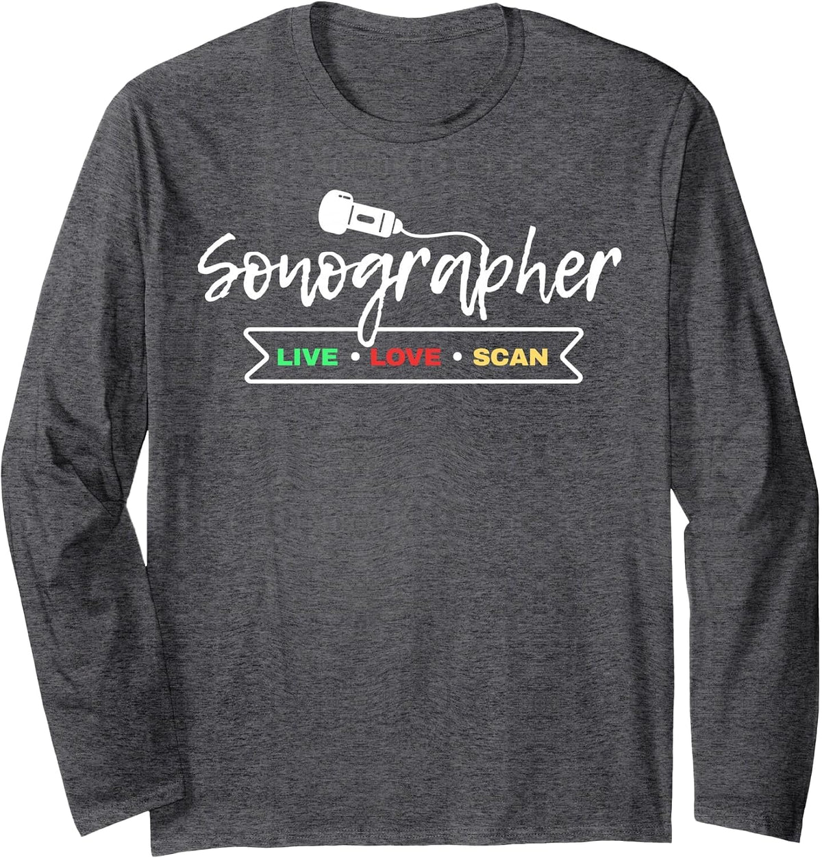 Retro Sonographer Ultrasound Sonography Technician Long Sleeve T-Shirt - Adult Unisex Dark Heather Grey