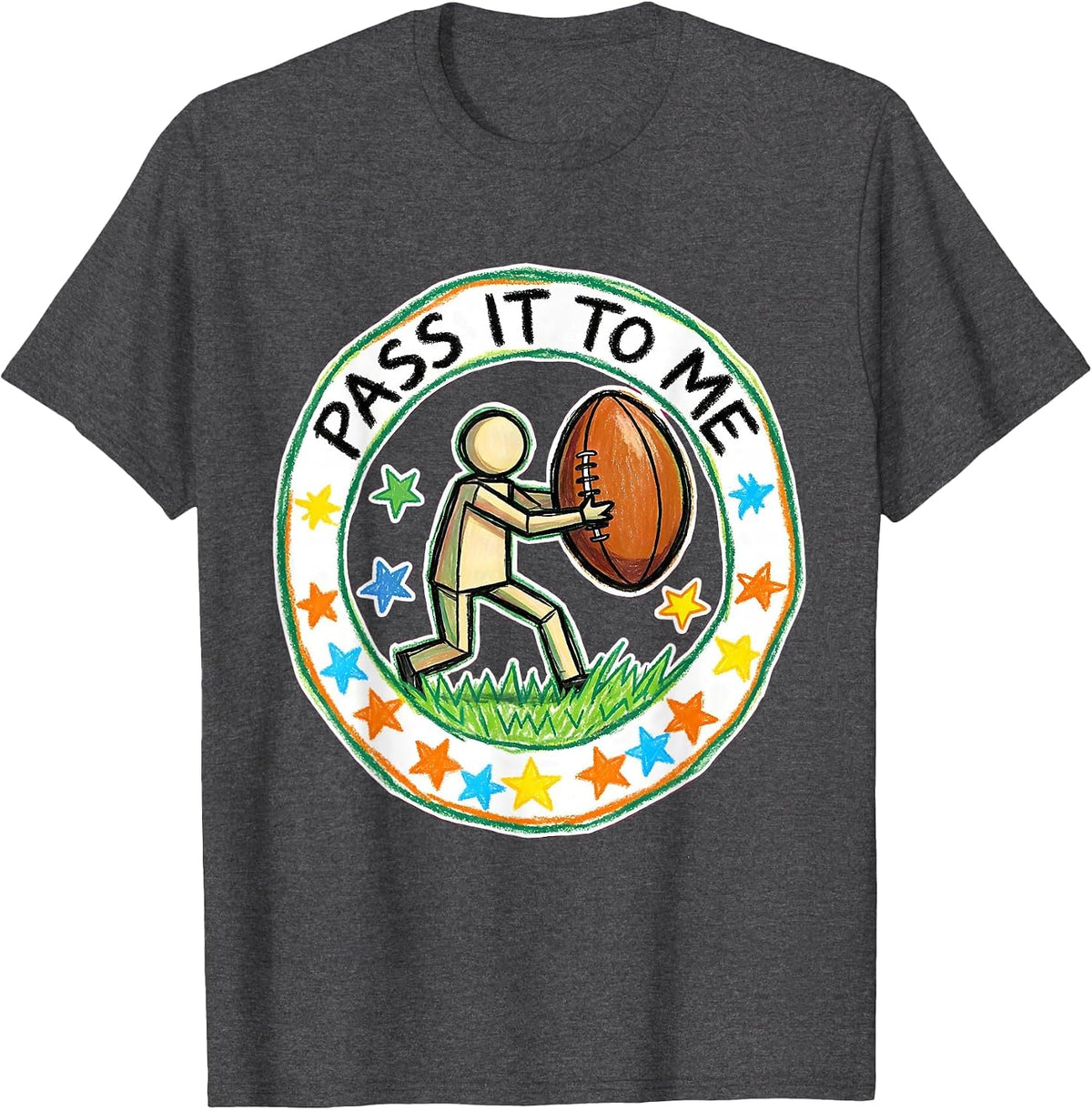 Men's Pass It To Me Rugby Graphic Design T-Shirt - Dark Heather Grey