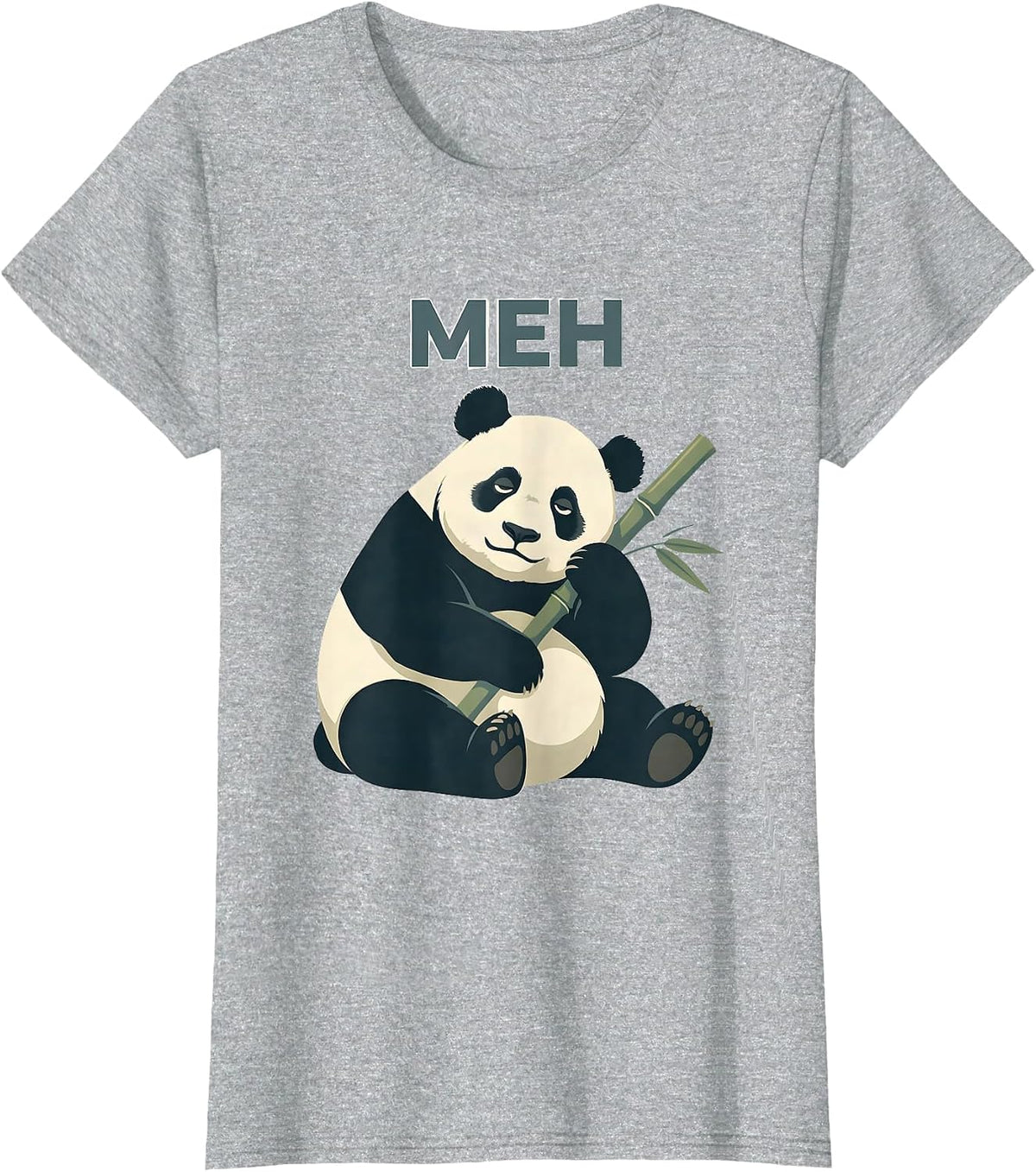 Women's Meh Funny Panda Animal Lover Humor Retro Kawaii Gift T-Shirt - Heather Grey