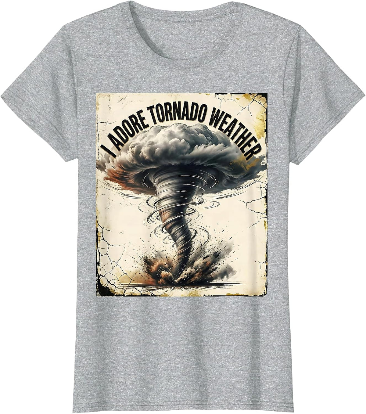 Women's I Adore Tornado Weather Distressed Storm Chaser Meteorology T-Shirt - Heather Grey