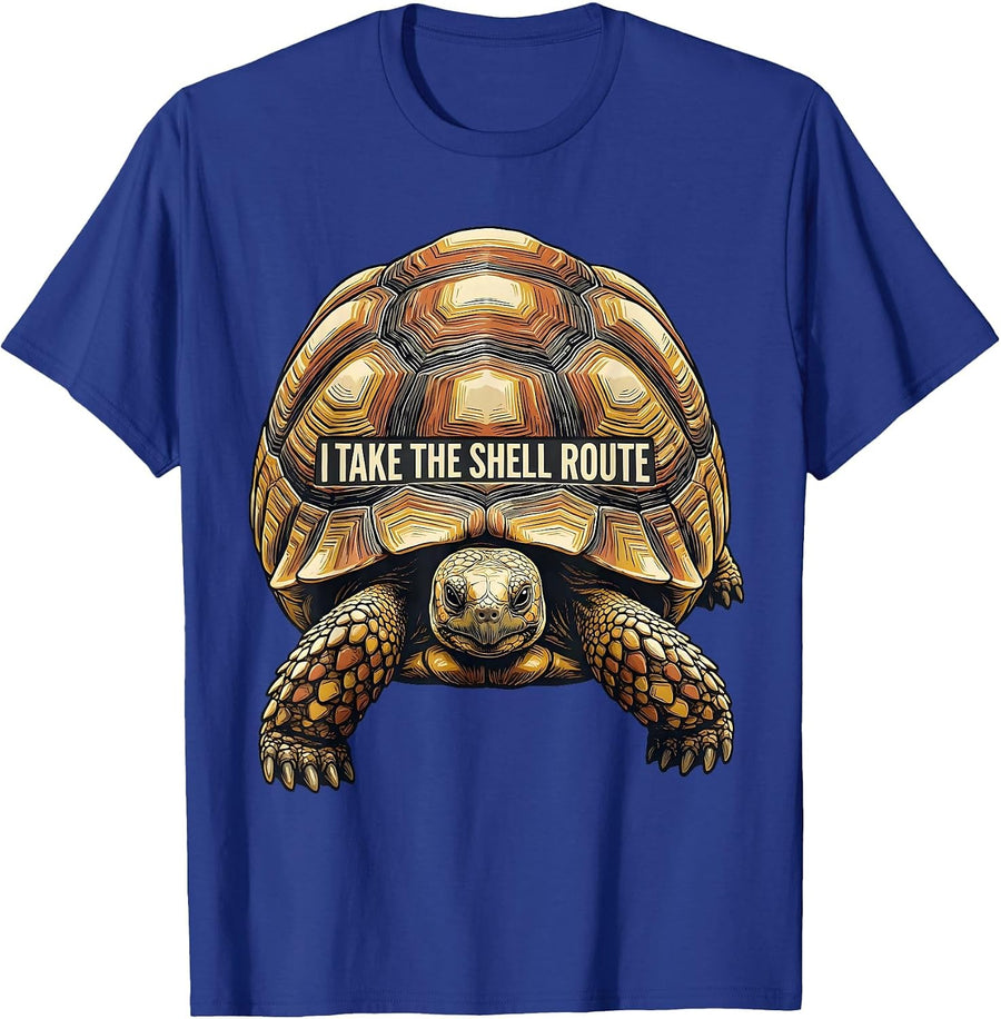 I Take The Shell Route Funny Tortoise Lover Pet Owner Humor T-Shirt - Royal Blue