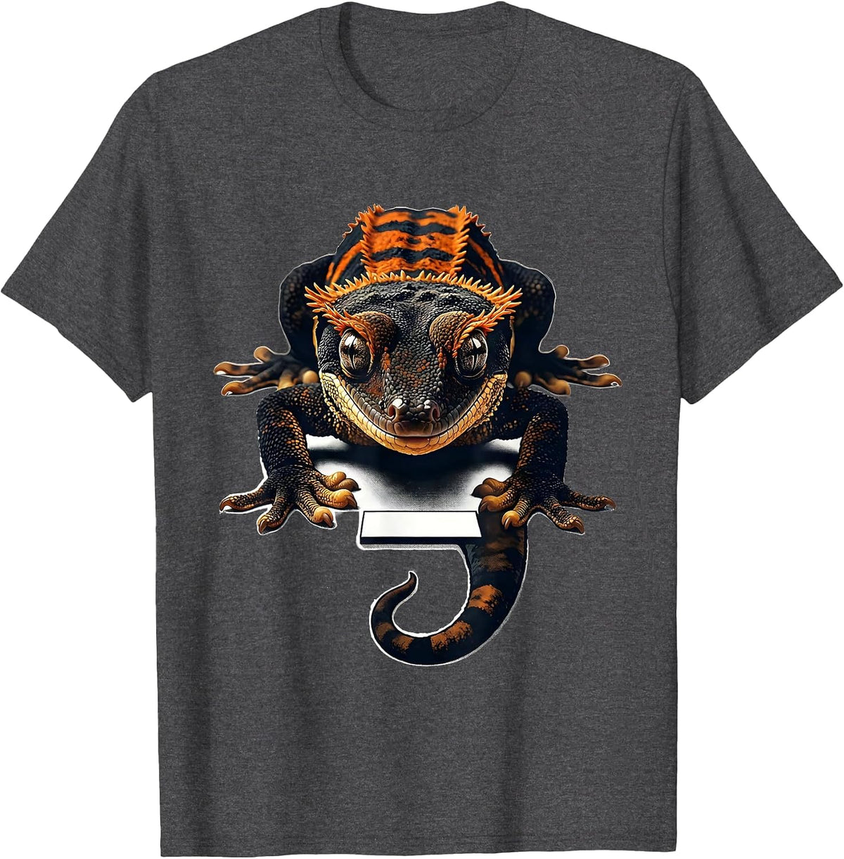 Crested Gecko Glass Surfing Funny Reptile Lover Gift T-Shirt - Dark Heather Grey