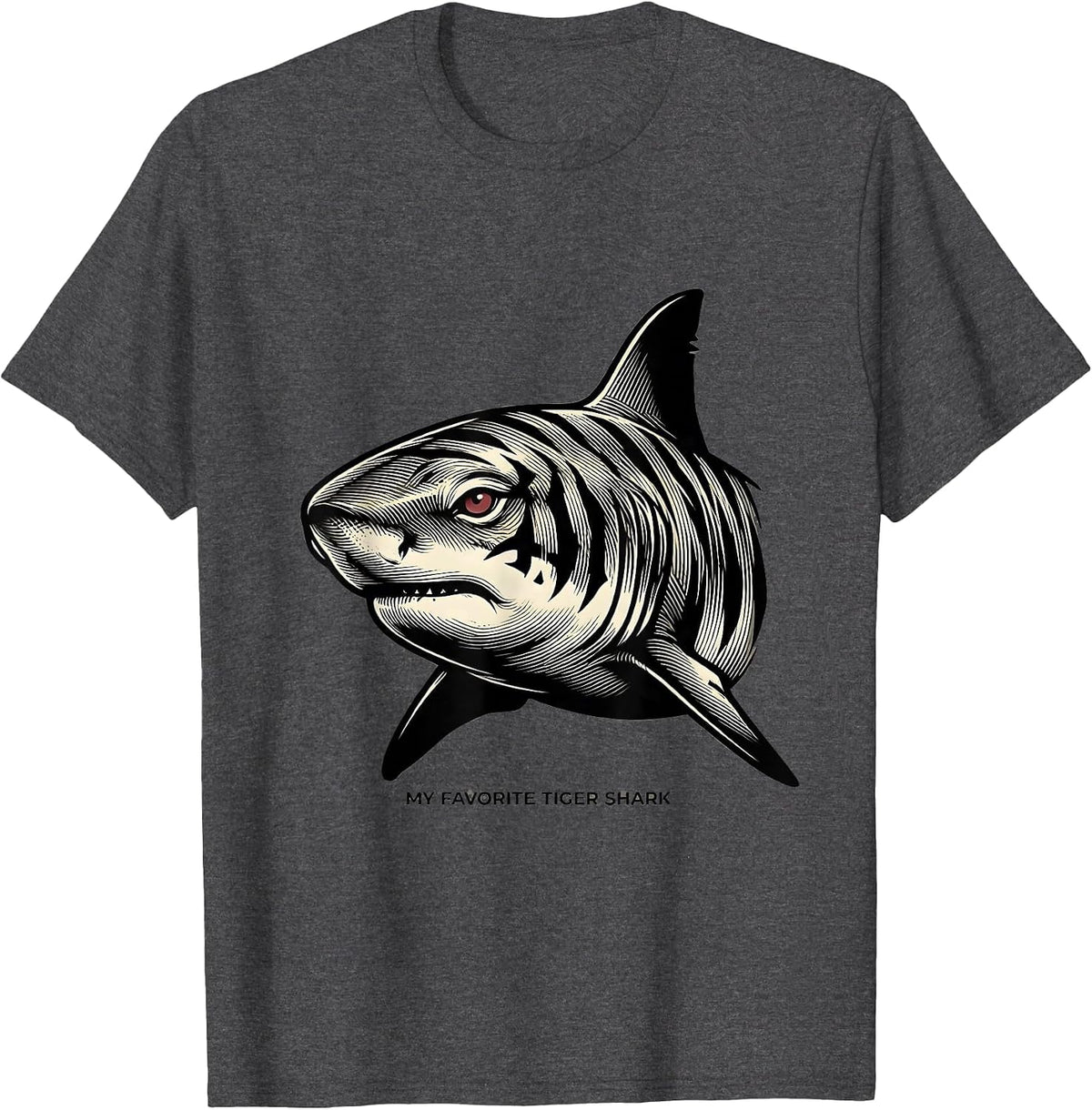 My Favorite Tiger Shark Tattoo Tiger Fan Animal Lover Art T-Shirt - Dark Heather Grey