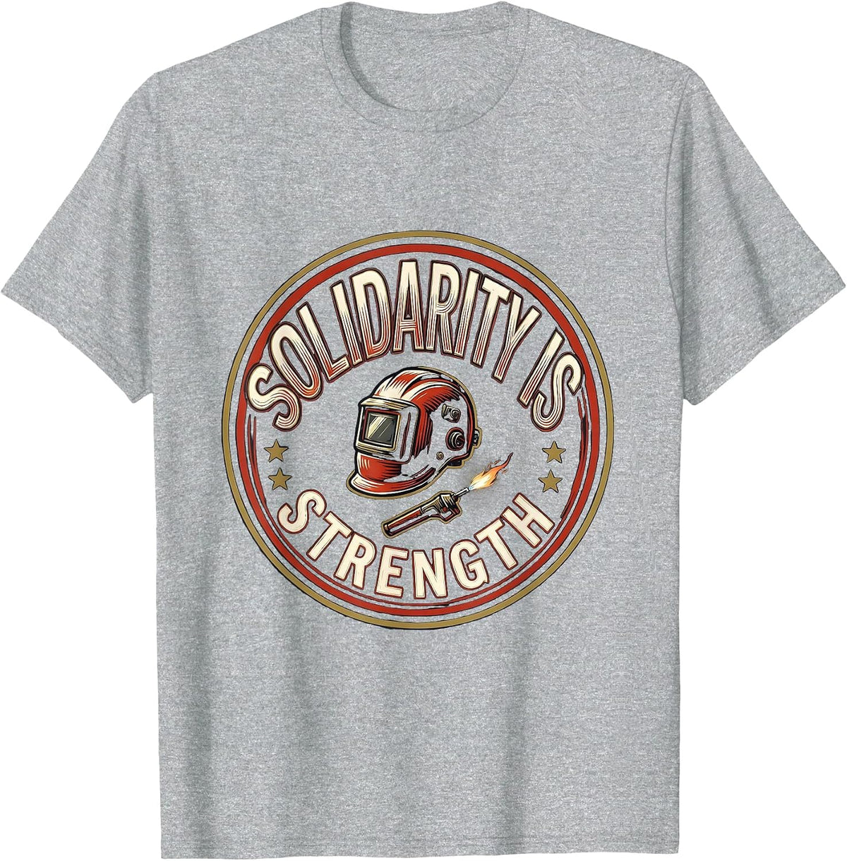 Men's Solidarity Is Strength Sign Painter Showcard Union Worker T-Shirt - Heather Grey