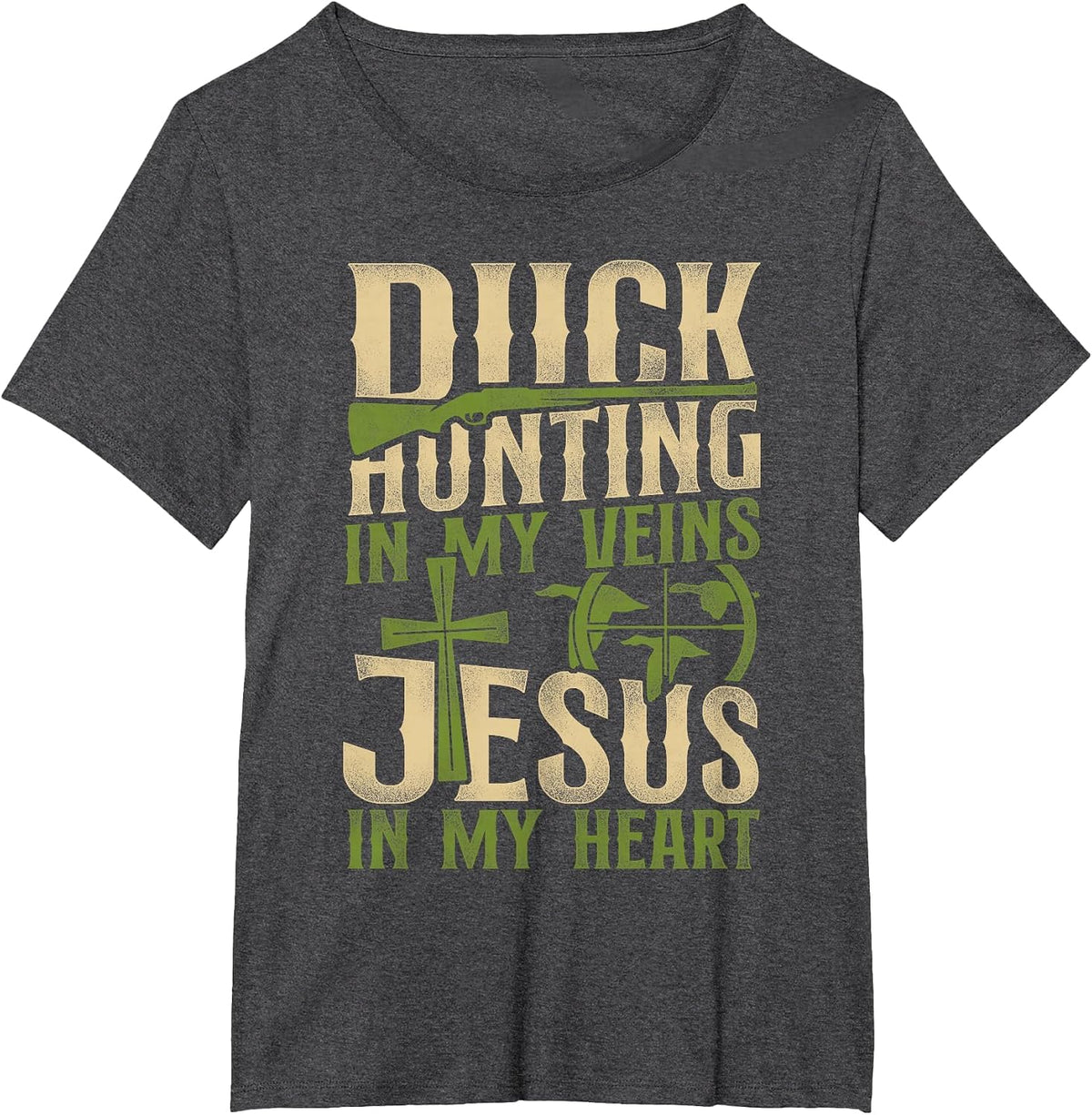 Duck Hunting Hunter Jesus Faith Christian Vintage Duck T-Shirt - Dark Heather Grey