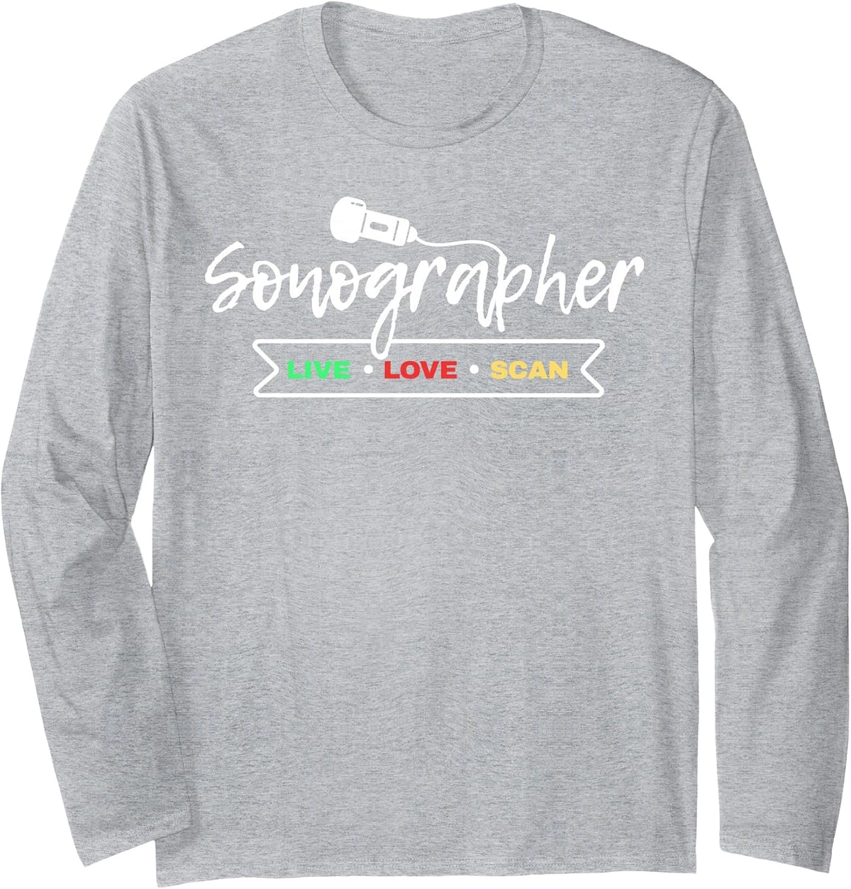 Retro Sonographer Ultrasound Sonography Technician Long Sleeve T-Shirt - Adult Unisex Heather Grey