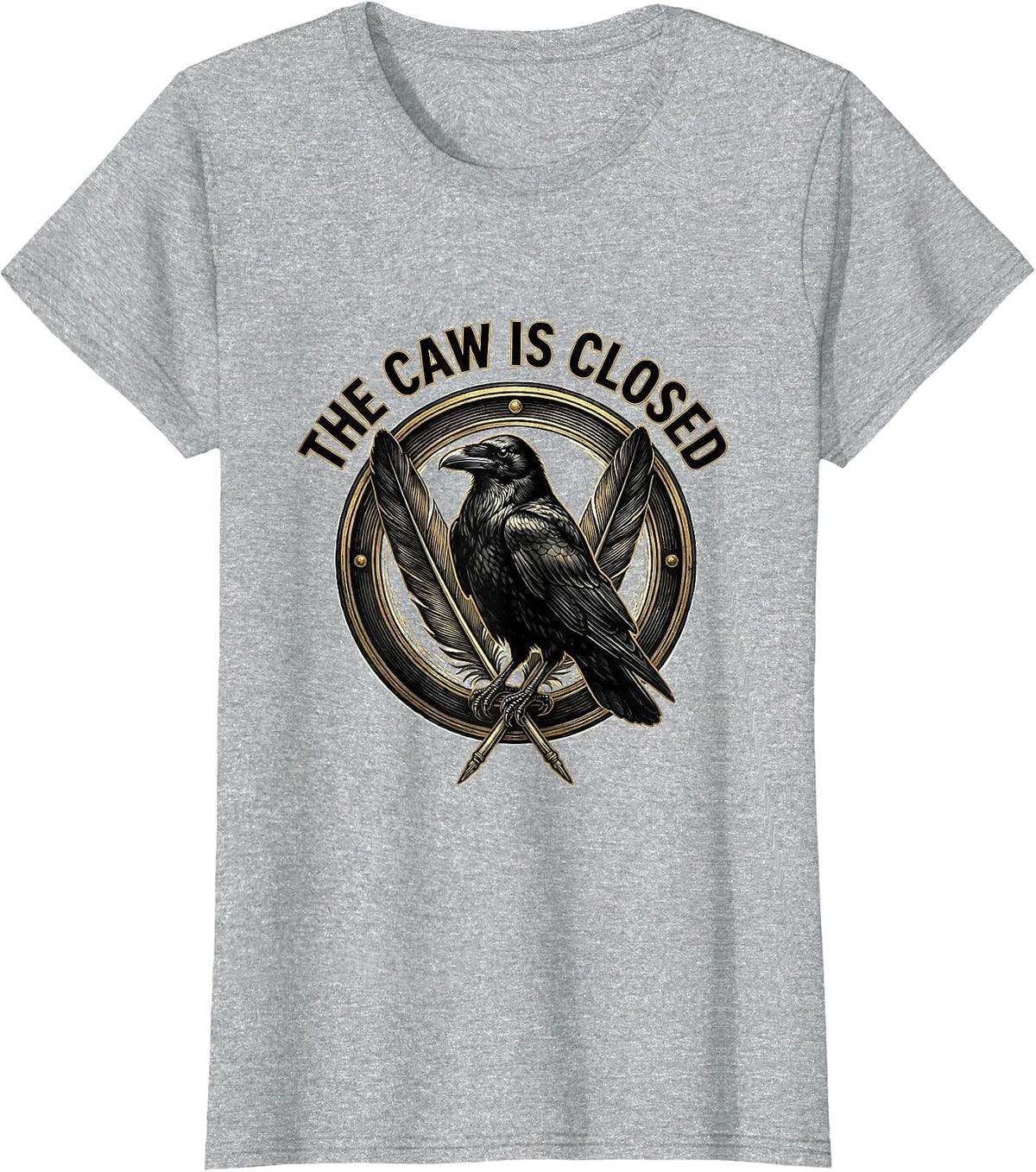 The Caw Is Closed Dark Humor Gothic Crow Raven Bird Lover T-Shirt - Heather Grey