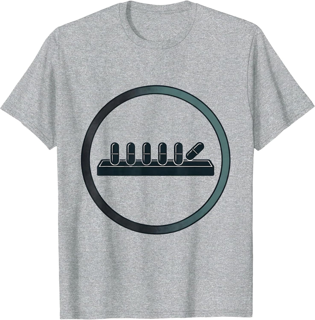 Men's Sealed Pharmacy Tech Badge Cute Minimalist Counting Tray T-Shirt - Heather Grey