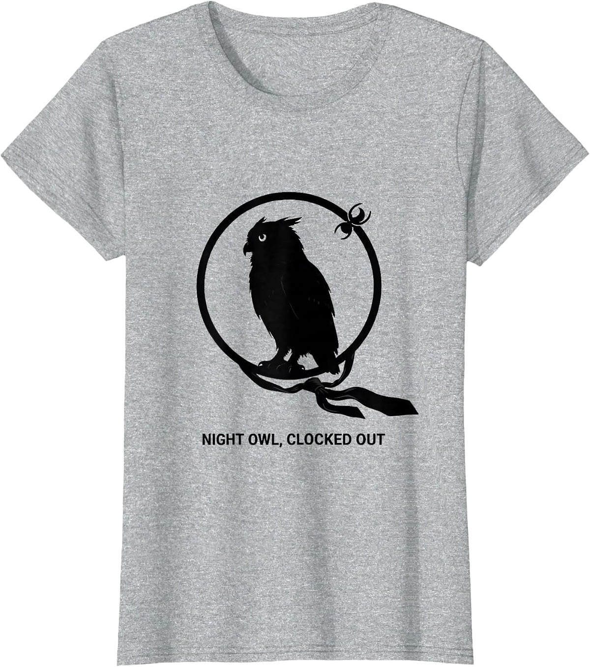 Women's Night Owl Clocked Out Funny Halloween Costume Animal Humor T-Shirt - Heather Grey