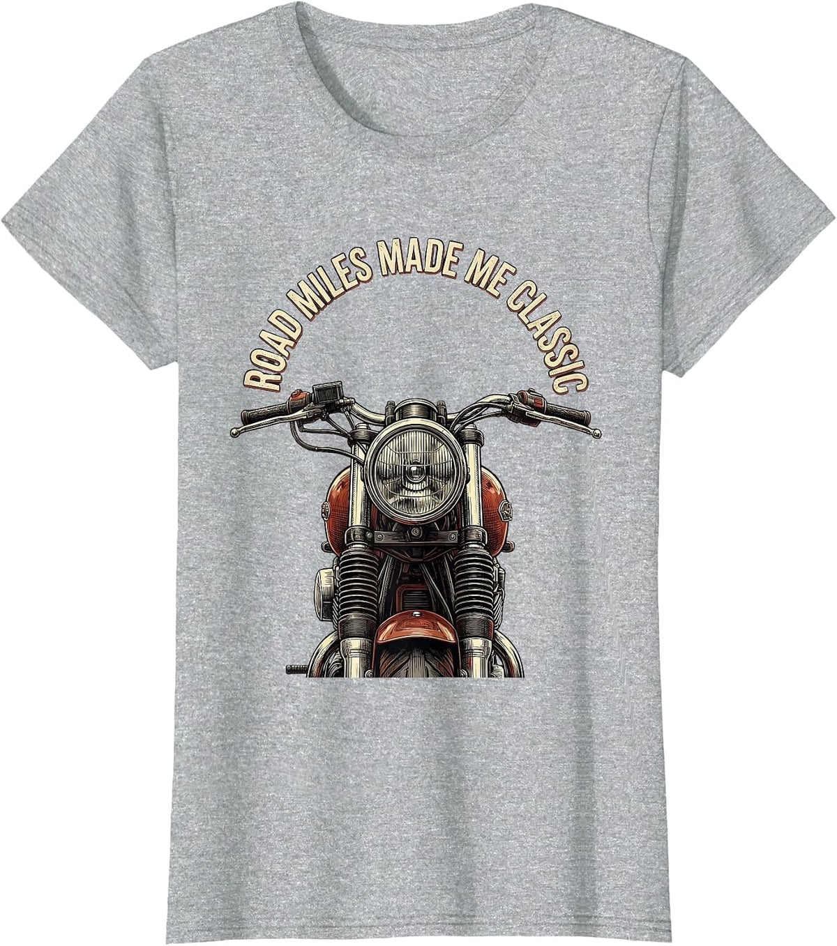 Women's Road Miles Made Me Classic Funny Biker Motorcycle Humor T-Shirt - Heather Grey