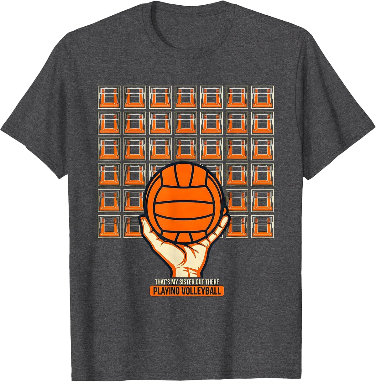 That's My Sister Out There Playing Volleyball Sports Mom T-Shirt - Dark Heather Grey