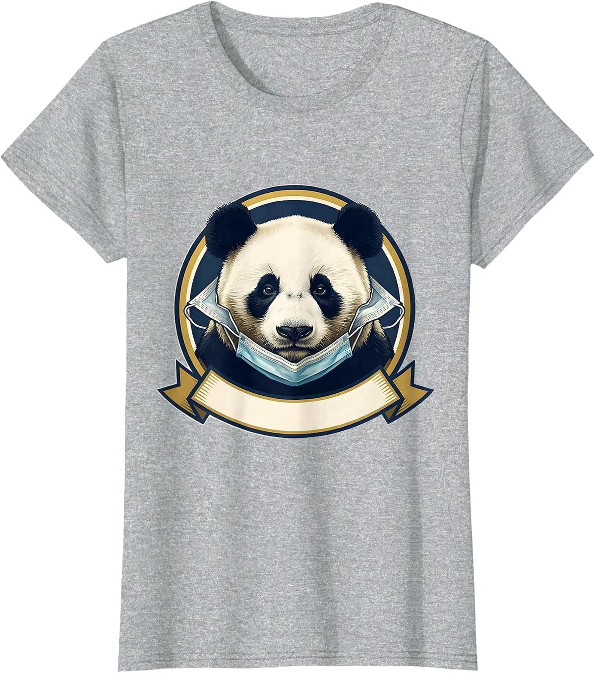 Panda Face Mask Emblem Halloween Costume Novelty T-Shirt - Heather Grey