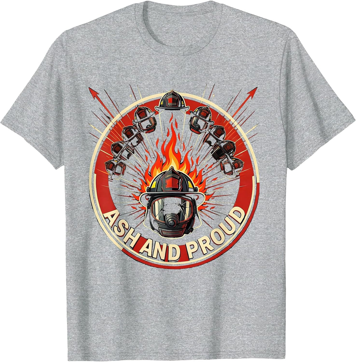 Men's Ash and Proud Firefighter Graphic Design T-Shirt - Heather Grey