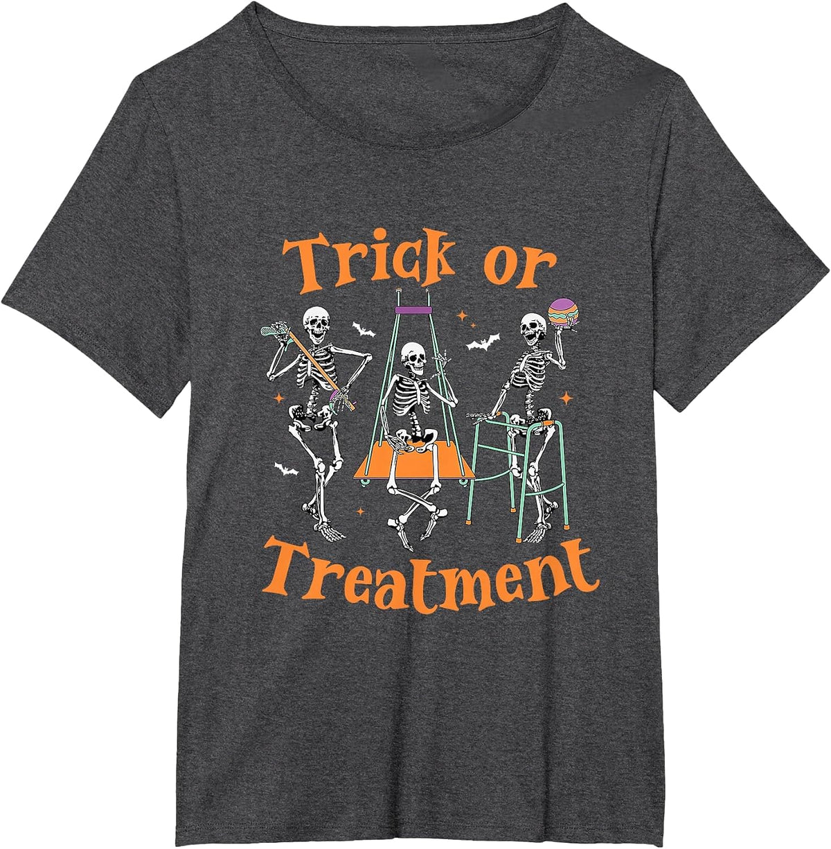 Trick or Treatment PT Physical Therapy Therapist Halloween T-Shirt - Dark Heather Grey