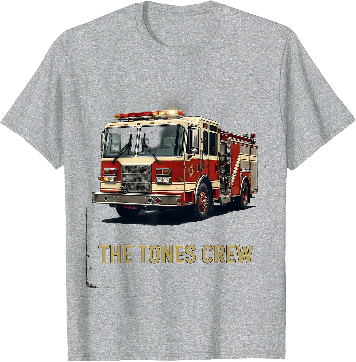 Men's THE TONES CREW Vintage Fire Truck Firefighter Crew Gift T-Shirt - Heather Grey