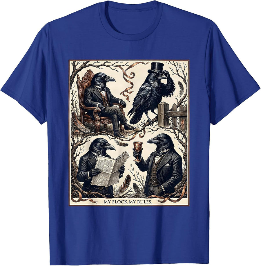 My Flock My Rules Crow Lover Design T-Shirt - Royal Blue