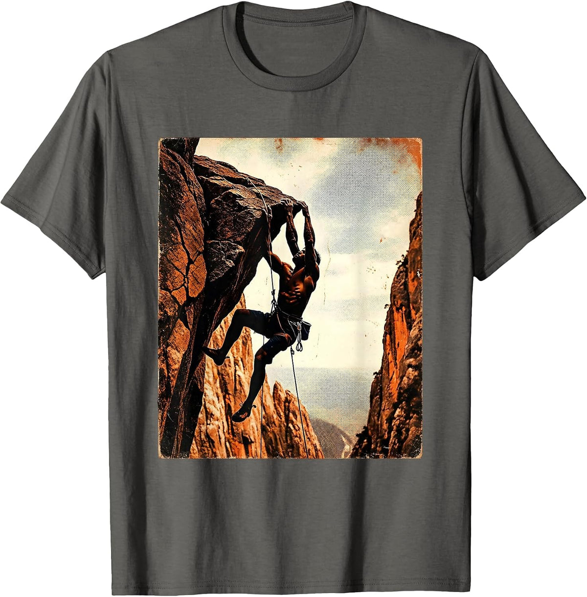 Rock Climber Reaching Summit Graphic Tee T-Shirt - Asphalt Grey