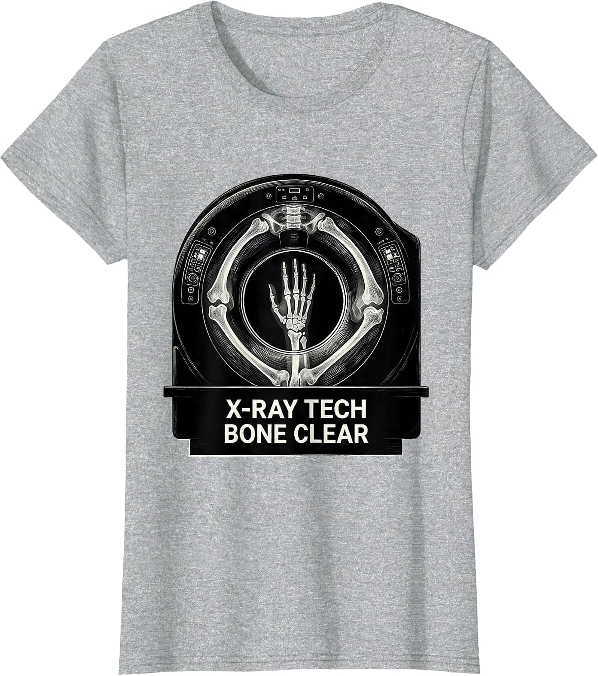 X-RAY TECH, BONE CLEAR Scratchboard Radiology Tech Humor T-Shirt - Heather Grey