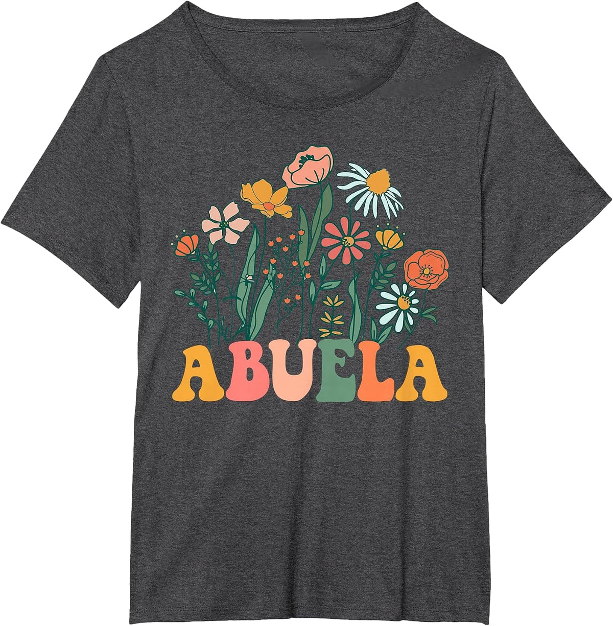 New Abuela Wildflower First Birthday & Baby Shower T-Shirt - Dark Heather Grey
