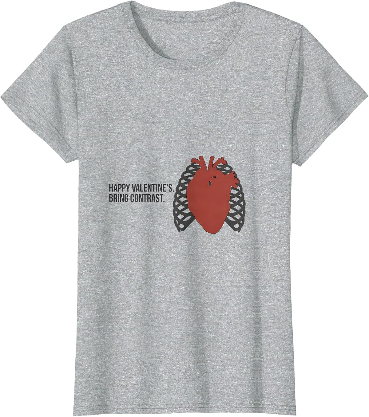 Women's Happy Valentine's Bring Contrast Funny Radiology Tech T-Shirt - Heather Grey