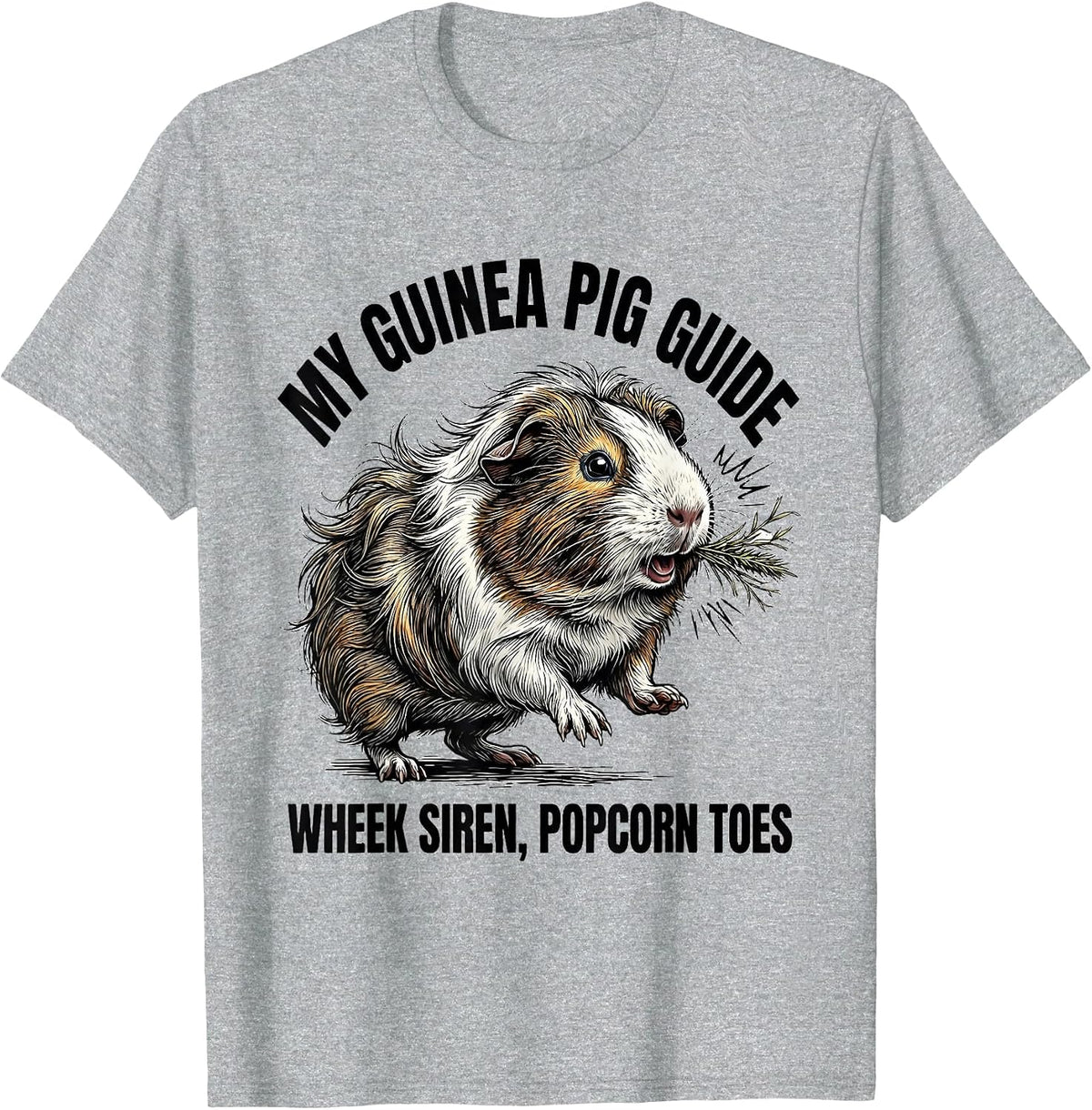 Men's My Guinea Pig Guide: Wheek Siren, Popcorn Toes Funny T-Shirt - Heather Grey