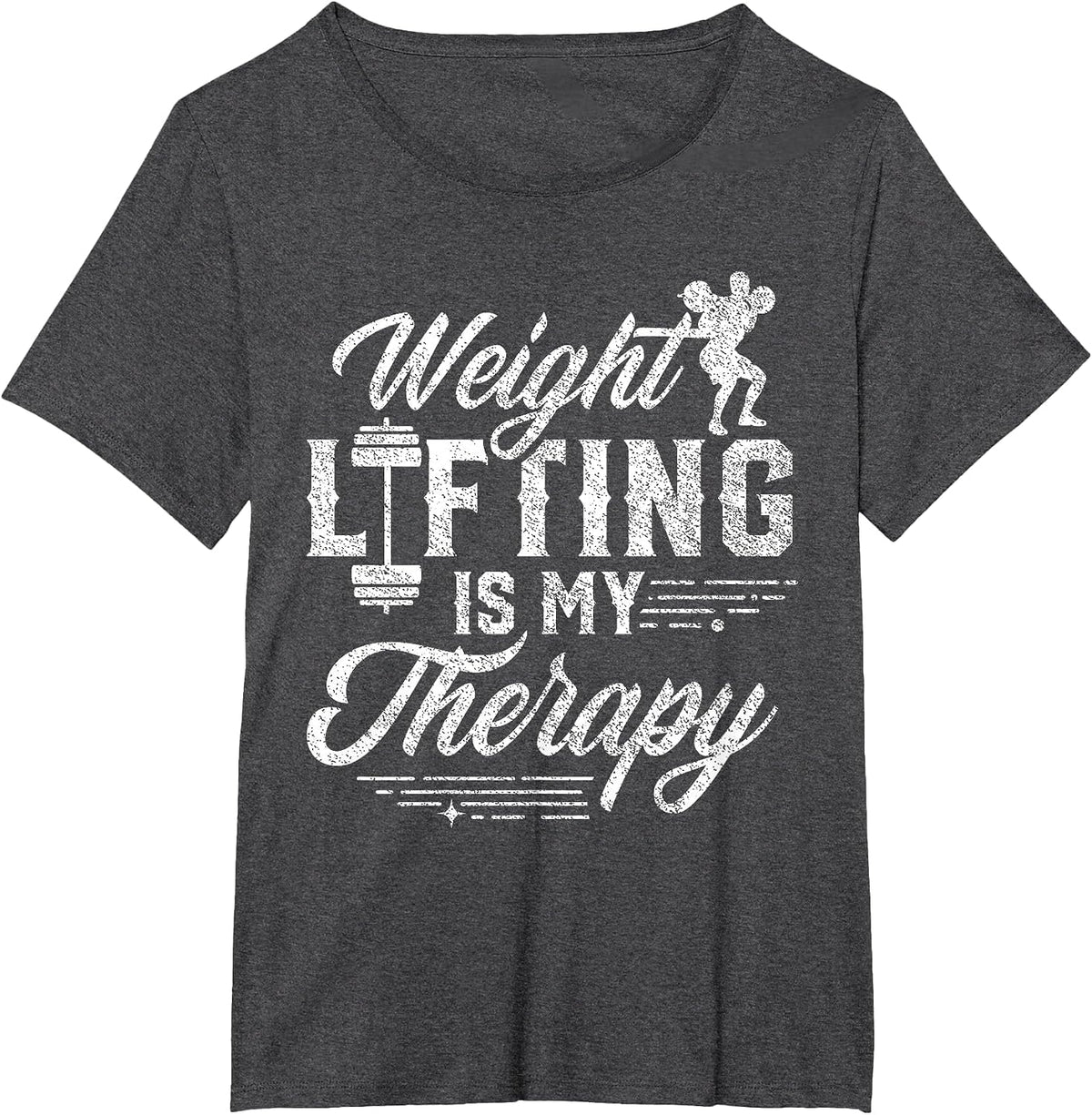 Weightlifting is My Therapy Weightlift Deadlift Weightlifter T-Shirt - Dark Heather Grey