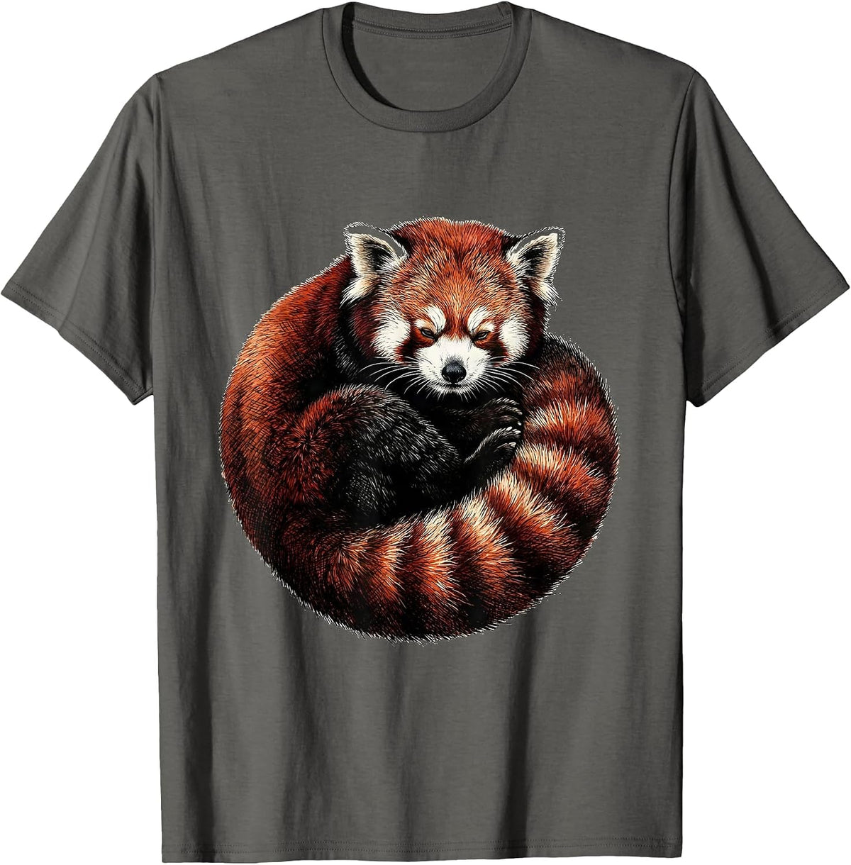 Red Panda Cozy Curl Funny Animal Lover Gift T-Shirt - Asphalt Grey