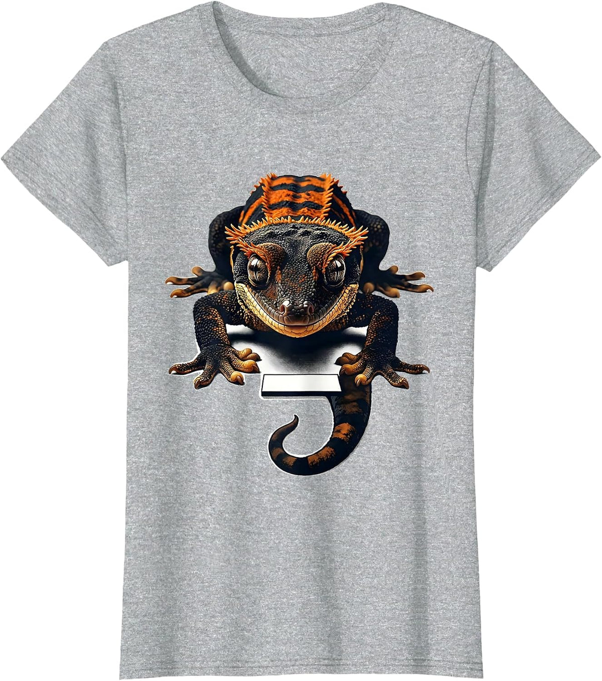 Crested Gecko Glass Surfing Funny Reptile Lover Gift T-Shirt - Heather Grey